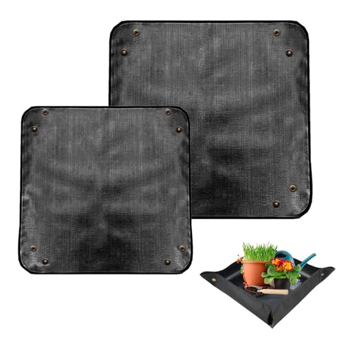 Cyleibe 2 Stück Pflanzen Umtopfmatte, wasserdichte Gartenmatte Pflanzmatte, Schwarz PE Pflanzunterlage für Umpflanzen,Beschneiden, Umtopfen, Sämling 2 Größen (100x100cm, 68x68cm, Schwarz)