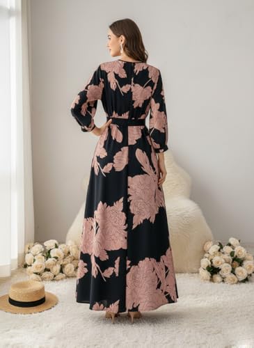 Image of Modestouze Attires Dress for Women Western, Maxi Dresses, One Piece Long Gown Outfit, Floral Print, V Neck Design, Clothing, Western Outfit for Women