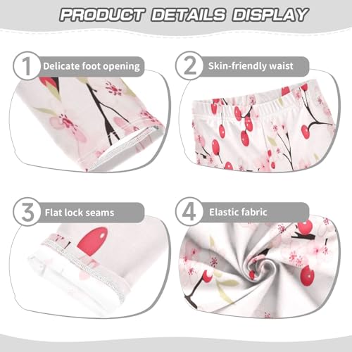 Bolaz Toddler Girls Leggings Printed Yoga Pants Leggings Pink Flower Cherry for Kids3