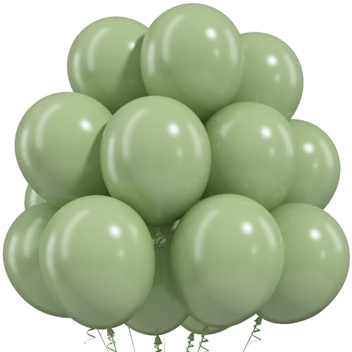 Togvu Sage Green Balloons 50Pack 12 Inch Light Green Latex Party Balloons for Safari Woodland Baby Shower Jungle Birthday Party Decorations