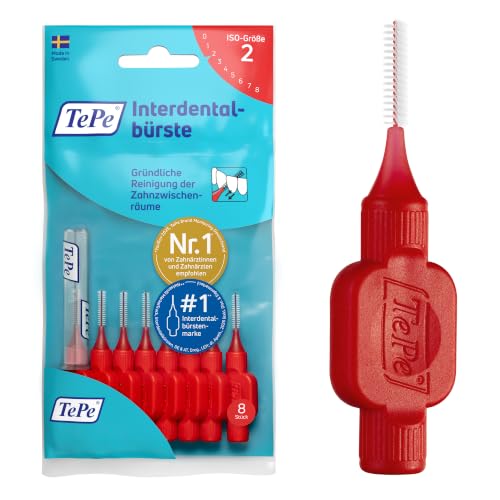 TePe - Spazzolini interdentali, 1 confezione da 8 pezzi, Rosso, 0,5 mm