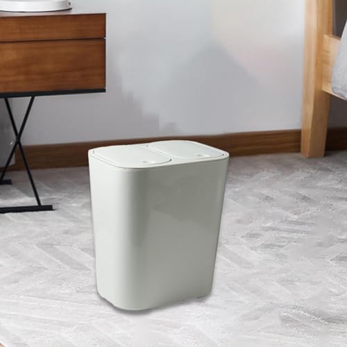 Corbeille à déchets rectangulaire blanche tri humide et sec 12L - 6