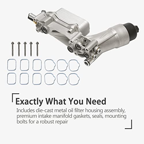 926-959 Upgraded Aluminum Oil Filter Housing | Replacement For 3.6L 2011-2016 Dodge Journey Grand Caravan Jeep Wrangler Chrysler 200 300 Ram Promaster & More | Replaces# 926959, 5184294Ae, 68105583Af #TOP6