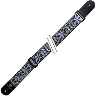 Fire & Stone Folklore Edition Sangle pour guitare Motif Jacquard Leu/Blanc - Les Beatles, Paul McCartney, John Lennon, RIngo Starr, George Harrison