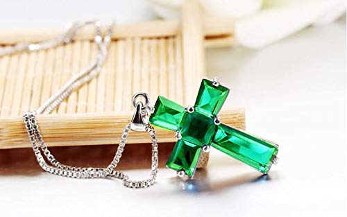 Collier en argent pour filles résistant et pendentif croix verte - 5