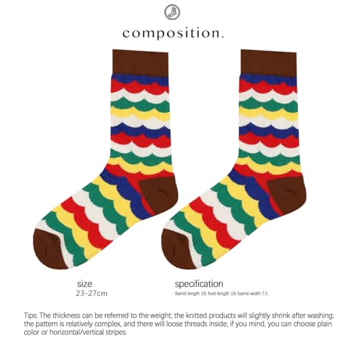 1 Pair Women's Mid-Calf Striped Socks - Comfortable Cotton Blend Knit, 3 Pattern Options2