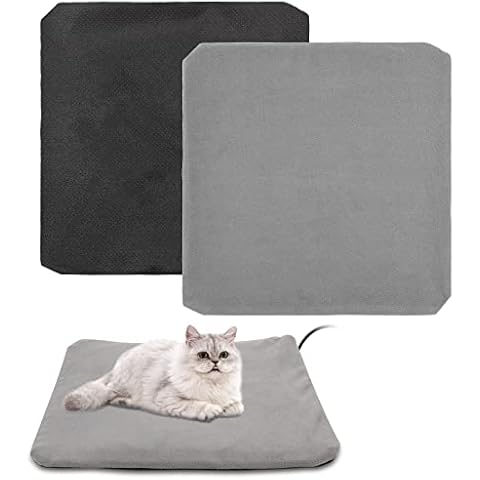 2 Pieces Pets Heated Pad Replacement Cover Pet Heat Mat Cover with Zippered Fluff Dog Heating Pad Cover, 18 18 Inch, Gray, Washable, Removable, Warm Cover