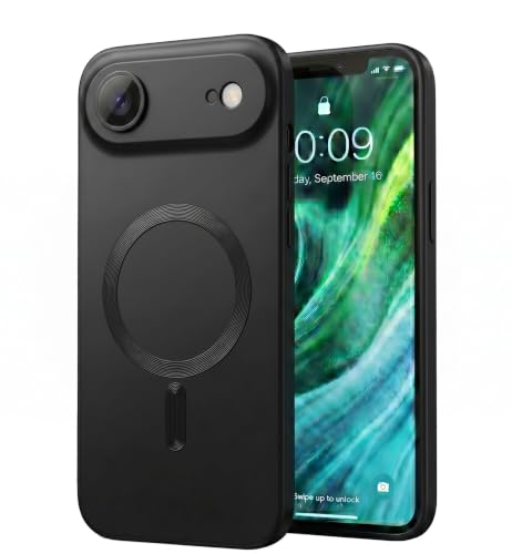 Image of amazon basics Premium Mag-Safe Case for iPhone 17 Air | Shockproof & Anti-Scratch Cover | Soft Silicone with Wireless Charging | Camera Lens Guard - Black