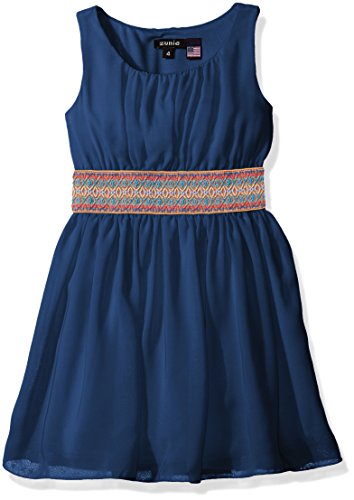ZUNIE Girls' Sleeveless Chiffon Dress with Aztec Waistband