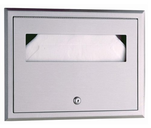 Bobrick 301 ClassicSeries 304 Stainless Steel Recessed Toilet Seat-Cover Dispenser, Satin Finish, 15-3/16