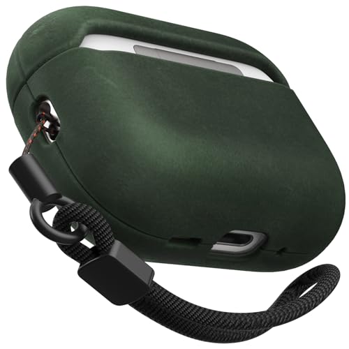 Image of for AirPods Pro 2 Case, Handcrafted Genuine Leather Cover with Lanyard, Vintage Crazy Horse Leather, Unique Patina, MagSafe Ready, Compatible with AirPods Pro 2nd /1st Generation, Pine Green