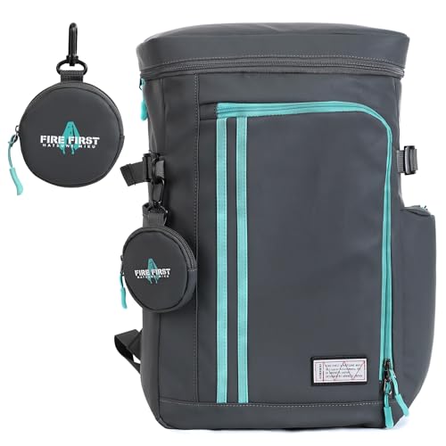 FIREFIRST Mochila para laptop X Hatsune Miku New Collaboration 19.3L, com uma mini bolsa de armazenamento, bolsa Miku para cosplay e shows, Cinza, W30×H46×D14cm
