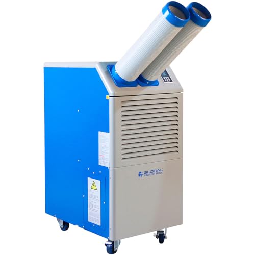 Global Industrial Water-cooled Portable Air Conditioner, 1.3 Ton, 16,000 BTU, 115V, Cooling for Up to 410 Sq. Ft., Permanent & Temporary Spot Cooling, Blue & White