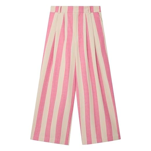 Stripe Straight Leg Trousers, 6, Pink/white