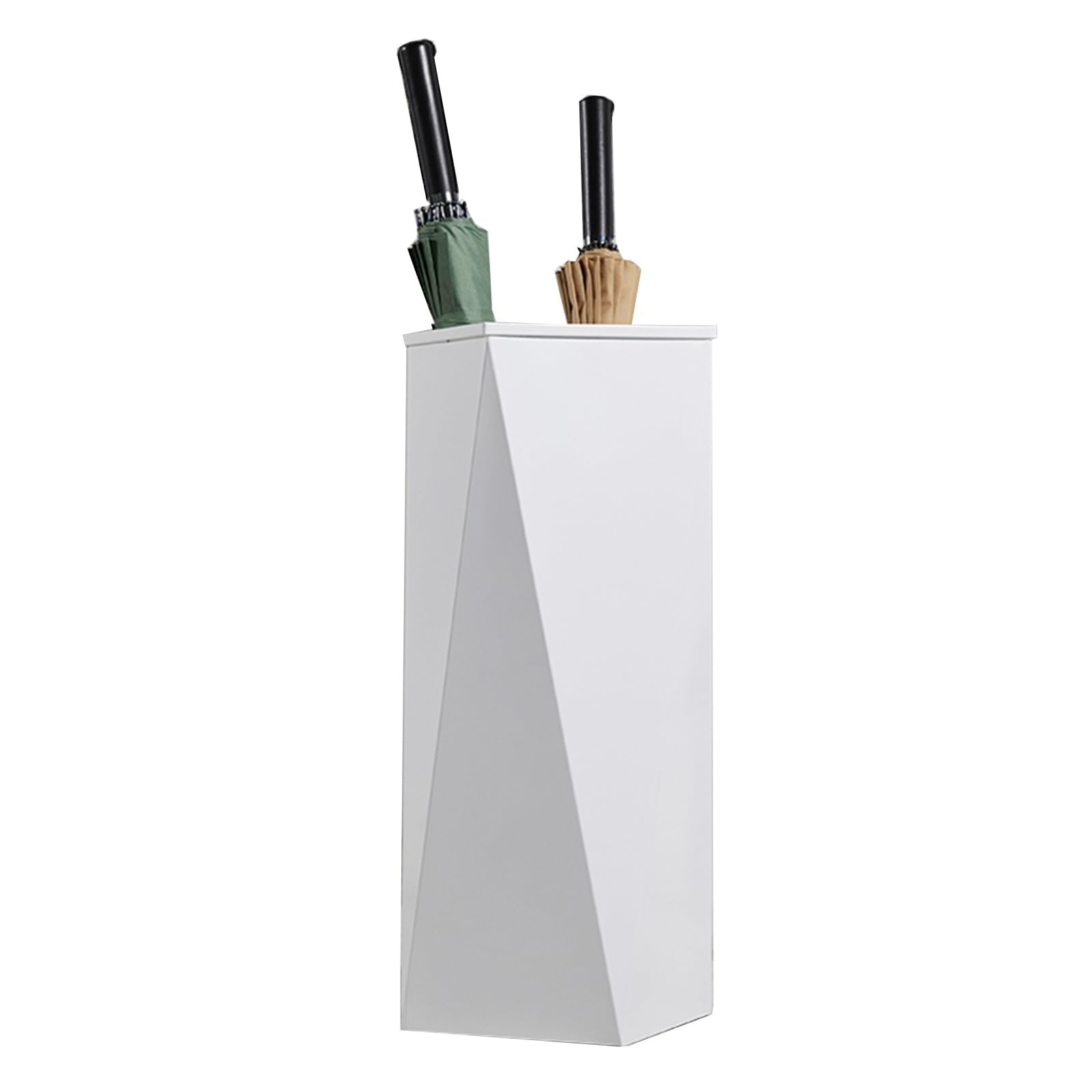 WQPMNYG Metal Umbrella Stand Rack with Drip Tray & 4 Hooks - Stylish White Umbrella Holder for Hotel Entryway Home Decor Walking StickStable Canes Storage Solution
