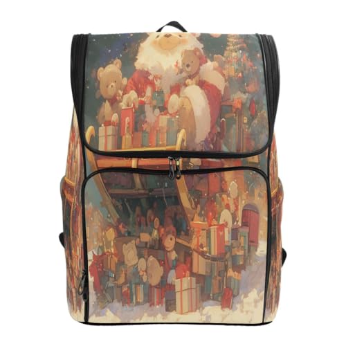 Sac à dos grande capacité Neige de Nuit idée cadeau motif Santa Sleigh