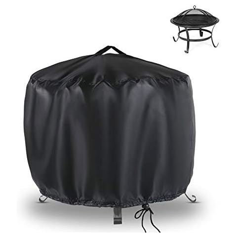 Persever Outdoor Fire Pit Cover Round,20 Inch Waterproof Firepit Cover Round,Windproof,with Handles and Drawstring Black 20 x 14 inch Round:20 x 14 inch Cover