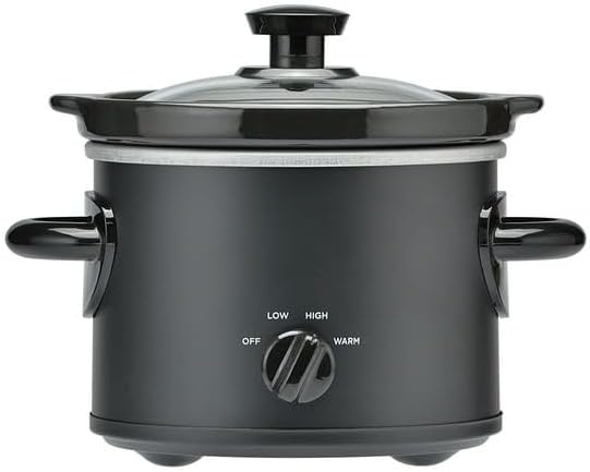 2 QT Slow Cooker, Matte Black Finish, Removeable Stoneware Pot, Model MS54100112165B, Two Temperature Settings