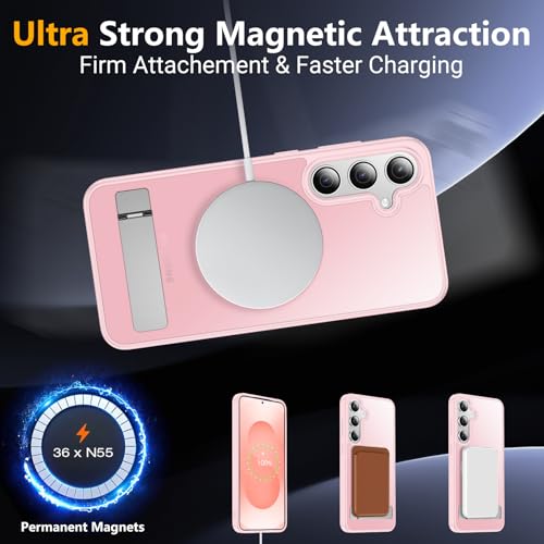 Image of SPIDERCASE Magnetic for Samsung Galaxy S24 Case, [3 Stand Ways][ Military Grade Drop Protection] with Invisible Stand Shockproof Slim Case for S24 6.2 inch, Pink