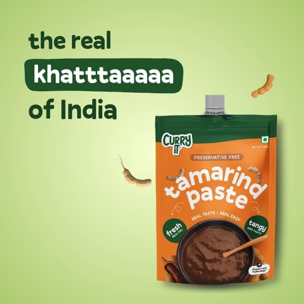 Image of CURRYiT Tamarind Paste | Rich & Tangy Imli Taste | Authentic Flavour for Sambhar, Rasam & Traditional Dishes | Ready-to-Use Chutney for Samosa, Pakoras & Snacks | No Preservatives 100g (Pack of 2)