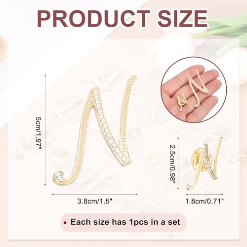 Image of PATIKIL Rhinestone Letter Brooch Pins, Initial Rhinestone Alphabet Letter Lapel Badges Pin for Women Men Suits Dress Coat