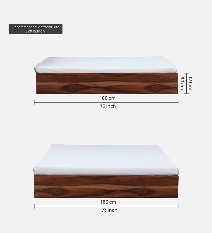 Image of Mintwud Pepperfry Engineered Wood King Size Bed with Box Storage | Wooden Double Bed Cot Palang Furniture for Home Bedroom Living Room and Hotel (Honey Finish)
