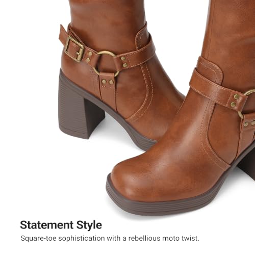 DREAM PAIRS Women's Platform Chunky Knee High Boots,Light Brown,11 - image 2