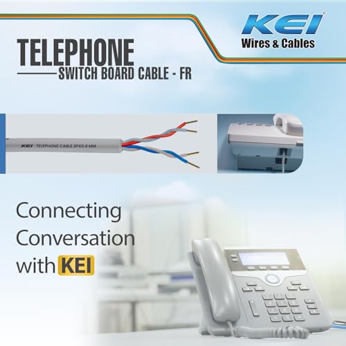 Image of KEI Telephone Cable, 2Pair X 0.4mm Dia, 99.97% Pure Copper Conductor, Flame Retardant, PVC Insulated Telephone Cable for Residential,Offices,factories & Hotels Use(Grey, 90 Meter)