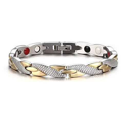 Gold Silver Titanium Steel Magnetic Link Bracelet Men Women Cover