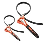 ValueMax 2-piece Oil Filter Strap Wrench Set, Adjustable Wrench with 460 mm and 630 mm, Rubber Wrench Max Tension 2000N for Plumbing, Jar Opener