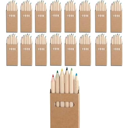 100 Cajas de 6 lápices de madera de colores. En caja de cartón natural con ventana. Regalos cumpleaños niños y niñas, detalles para colegios fiestas o eventos infantiles restaurantes y hoteles. (100) | Ya disponible en tu tienda friki favorita! En mundofriki.es!