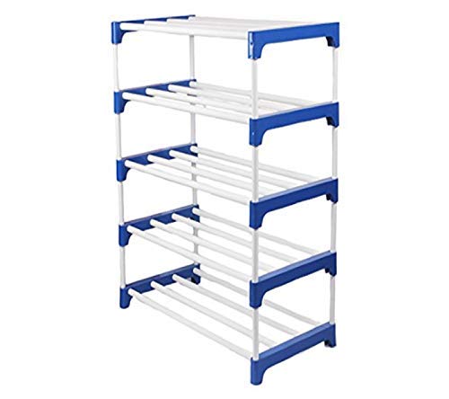 CMerchants Smart Buy Home Utility Portable Space Saving 5 Layer Open PVC Shoe Rack Organizer Stand Blue Funti White PVC Pipe.-image-13