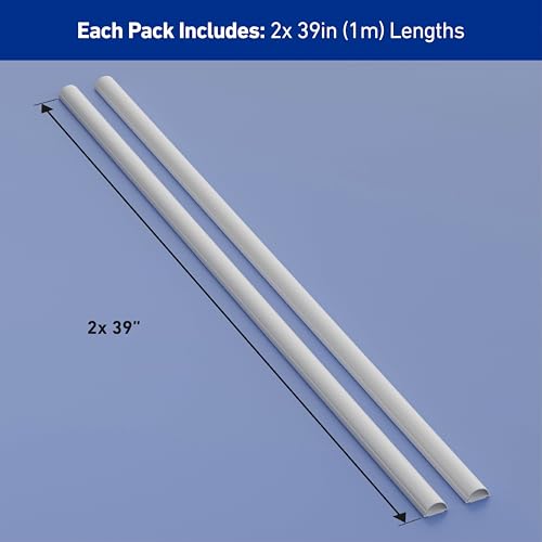 Image of D-Line Semi Round Cable Cover, Patented Cable Cover, Hide TV Wall Mount Wires, Track for Cable, Decorative Wire Covers, Paintable, Self-Adhesive Cable Concealer, 2 x 3 cm W