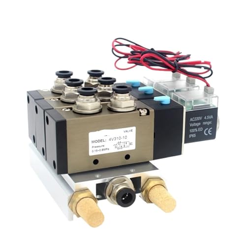 Válvula solenoide 4V310-10 de 3 estaciones y 24V para control de aire 2