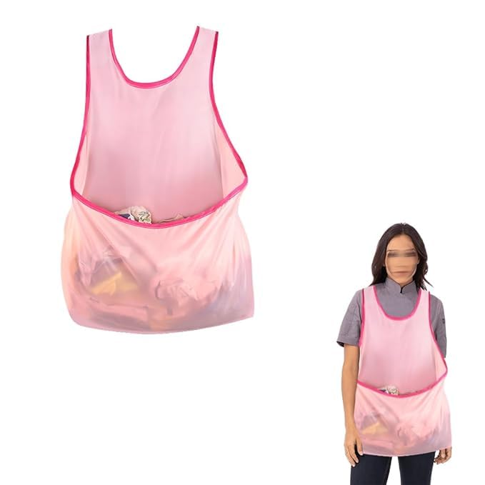 Waterproof Clothes Storage Large Pocket Aprons | Portable Cloth Laundry Hanging | Cross Belt, Sleeveless Apron For Clothes Drying Multi-Purpose Use - Multicolor.-image-15
