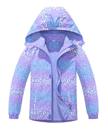 M2C Girls Outdoor Floral Fleece Lined Light Windproof Jacket with Hood