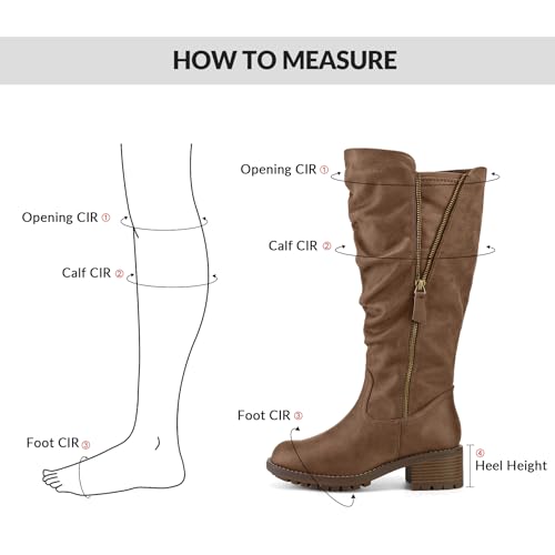 mysoft Women's Knee High Boots Side Zipper Lug Sole 2 Inch Stacked Chunky Heel Boots 5
