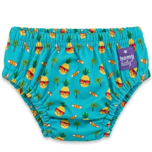 HOMYBABY® Pañales Bañadores de Tela Reutilizables Bebés - Pañal Bañador Reutilizable y Lavable de Bebé - Desde los 6 meses - Pañal de Nadar - Pantalones de Entrenamiento (Piña, + 24 meses)