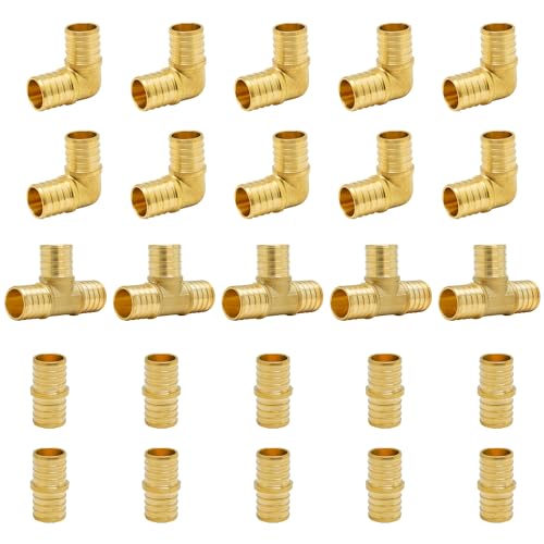 Image of SUNGATOR 25-Pack 1 Inch PEX Fittings Kit, Elbow(10) Tee(5) Coupling(10)