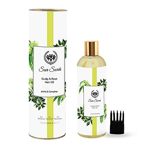 Aceite para el cabello 100% natural de amla y alcanfor, anticaídas, caspa, proporciona fuerza, suavidad y brillo con sésamo, adecuado para hombres y