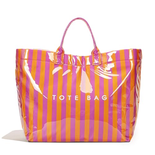 Image of Lushandy PVC Tote Bag for Women Jelly Beach Bag Top Handle Hobo Handbag | Water-Resistant, Wipe Clean, Lightweight