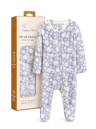 Image of Copper Pearl Zip-Up Footie Baby Pajamas - Soft Newborn Onesies for Boys & Girls, Tag-Free with Two-Way Zipper Baby Sleepers for Newborn - 24 Months, Lacie