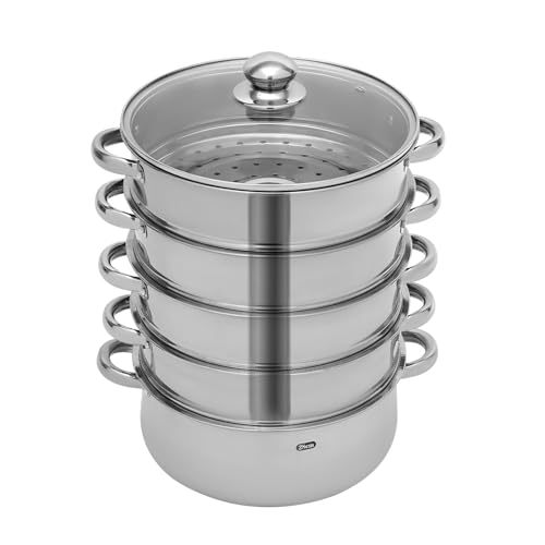 28 cm Dampfkocher Mantowarka Gardampftopf Glasdeckel Edelstahl 5-Lagiger Topf