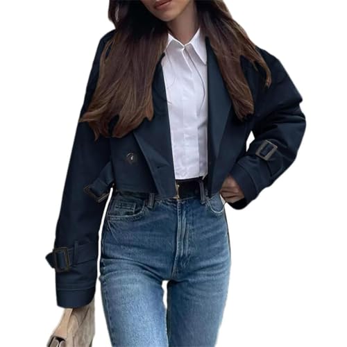Veste courte mi-saison femme fini les manteaux lourds grâce à ce trench-coat court léger boutonné