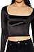 Forever 21 Women's Satin Square-Cut Crop Top Black Large