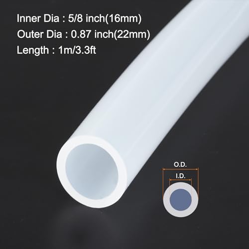 Image of 1m(3.3ft) 16mm(5 /8 inch) ID x 22mm(0.87 inch) OD Silicone Tubing Clear Industrial Plastic Tubing Pure Silicone Hoses for Pump Siphoning Draining Irrigation Brewing