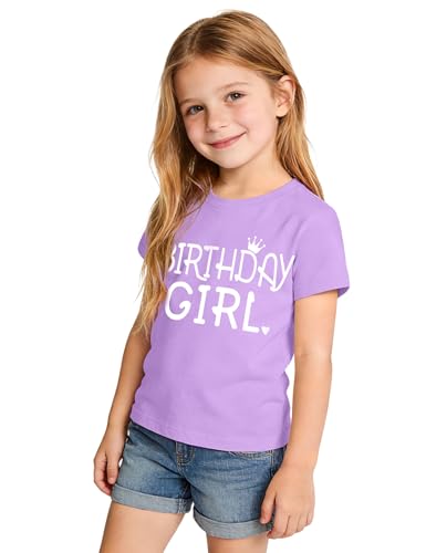 Image of Birthday Girl Shirt Toddler Baby Girls Birthday Outfit Cotton T-Shirt Size 2-10 Years