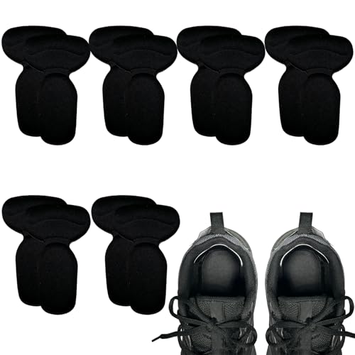 Bliceon 6 Pair Back of Heel Cushions - Adhesive Grip Pads for Loose Shoes and Boots, Reusable Anti-Blister Heel Protectors & Liners for Men and Women, Black Mesh Heel Inserts