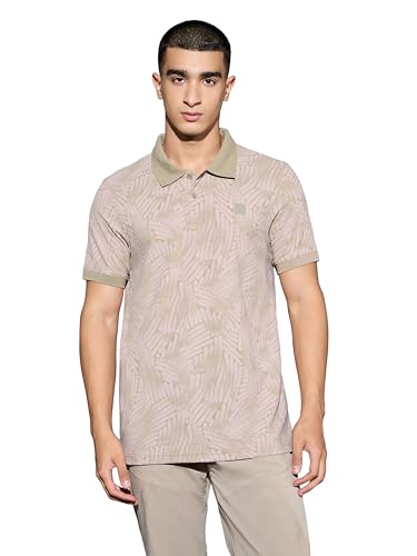 Image of TECHNOSPORT Men's Slim Fit All Over Print Half Sleeve Polo T-Shirt for Gym, Sports & Regular Use