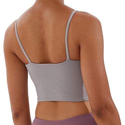 Image of Women's Strappy Stretch Sports Bra Longline Yoga Tank Top Fitness Bra Workout Camisole Crop Tops for Teen Girl